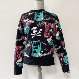 AAPE by a bathing ape multicolor graphic sweatshirt black
